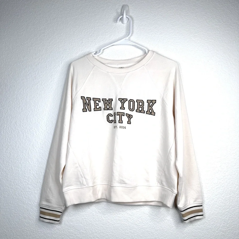 Lou & Grey Women’s Crewneck New York Beige Sweatshirt Size XS - Picture 3 of 12